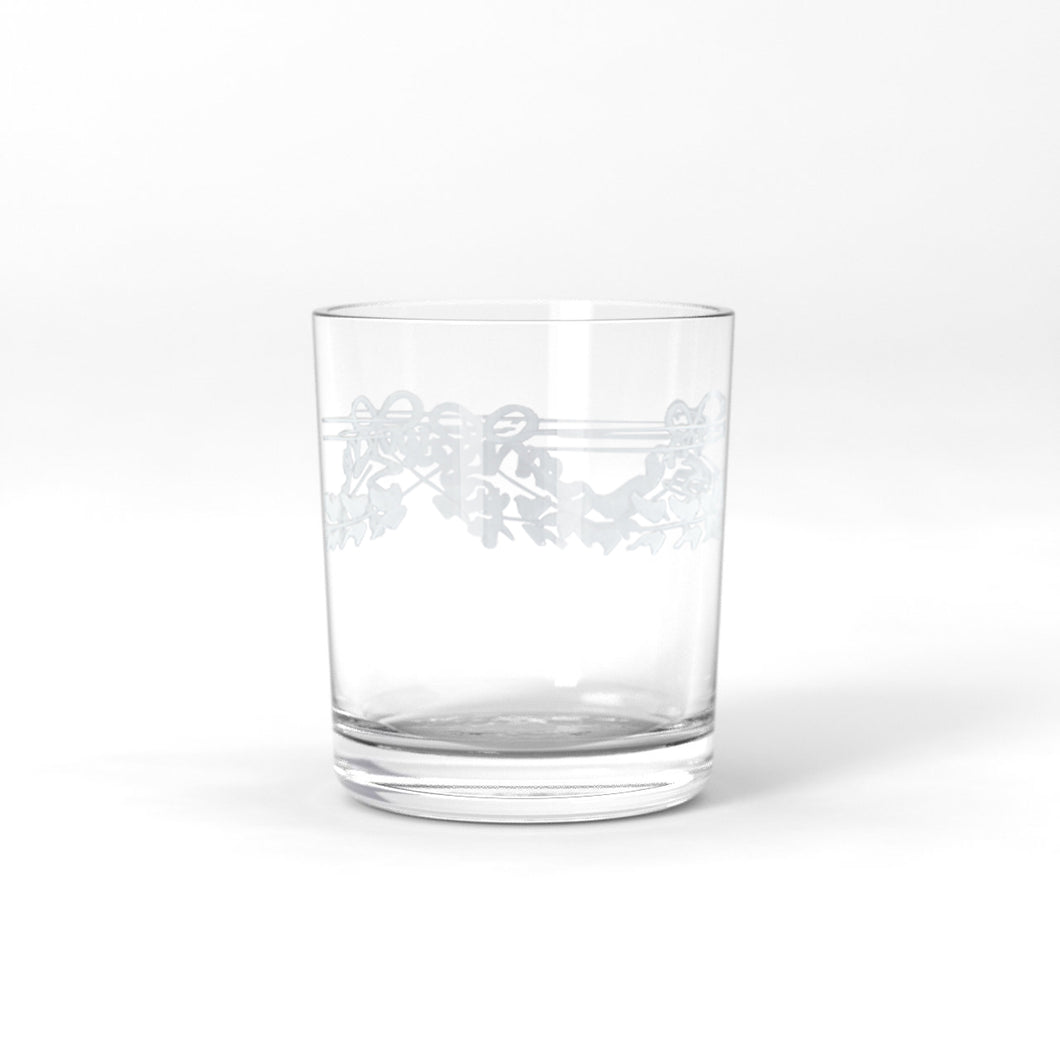 Antik tumblerglas med dekor